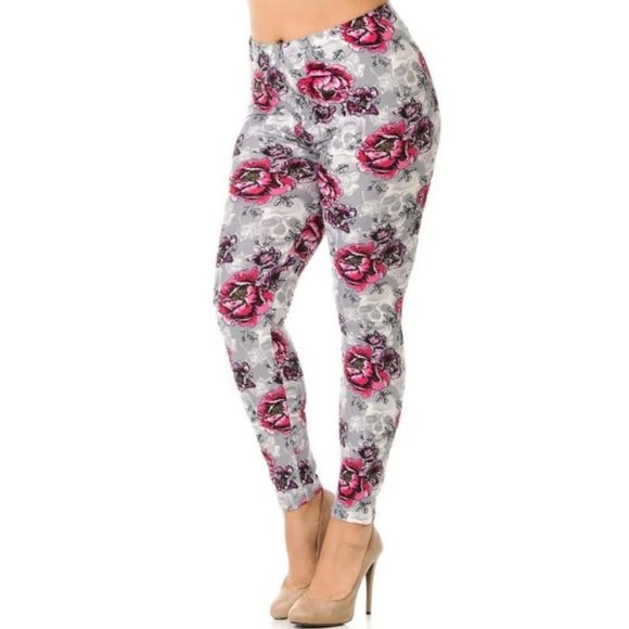 Womens One Sizes Skull Roses Leggings - Picture 3 of 7